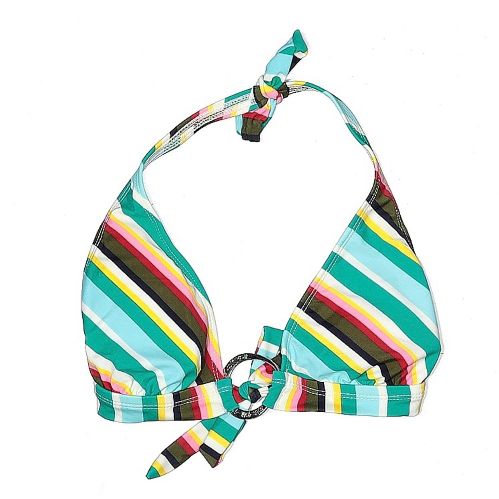 SPLIT Striped Bikini Top Large Padded Cups Swim